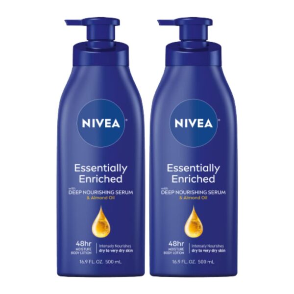 NIVEA Essentially Enriched Body Lotion, 2-Pack (16.9 Fl Oz Pump Bottles)