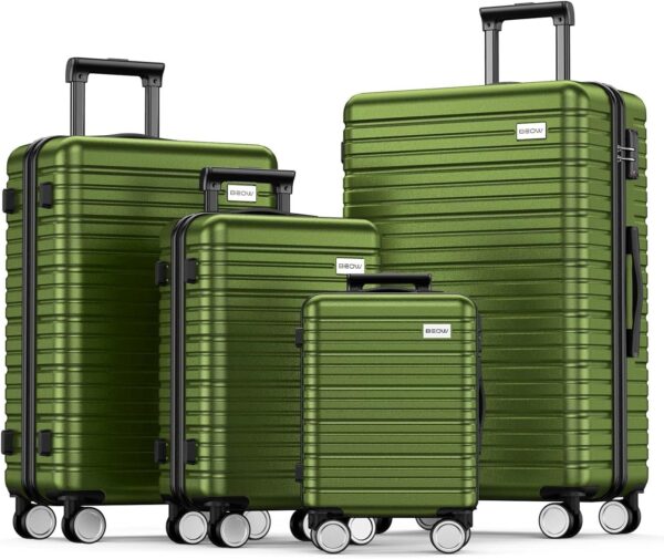 Luggage Sets 4 Piece, Expandable Luggage Sets with Spinner Wheels, TSA Lock Suitcases with Carry on Luggage (Olive Green)