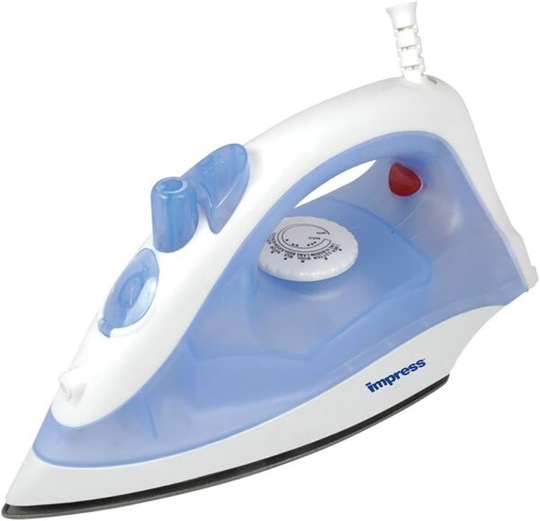 Basic Clothing Iron | Non-Stick | Compact | Spray | Adjustable Steam | Fabric Selector | Swivel Cord | Lightweight | 1200-Watt (Blue)