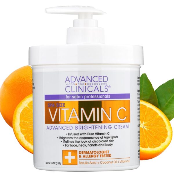 Advanced Clinicals Vitamin C Cream Face & Body Lotion Moisturizer
