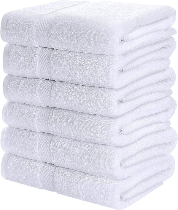 6 Pack Medium Bath Towel Set, 100% Ring Spun Cotton (24 X 48 Inches)
