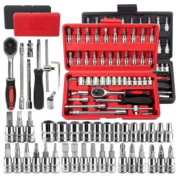 Bowl Set 46 Pieces 1/4 Inch Drive Socket Ratchet Wrench Set/Spanner Set/Screwdrivers Set Auto Repair And Maintenance Toolset