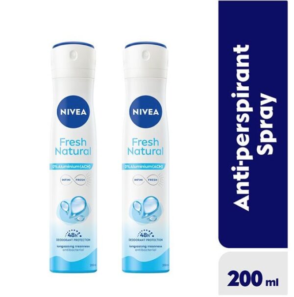 NIVEA Fresh Natural Anti-Perspirant Spray For Women, 48h - 200ml (Pack Of 2)