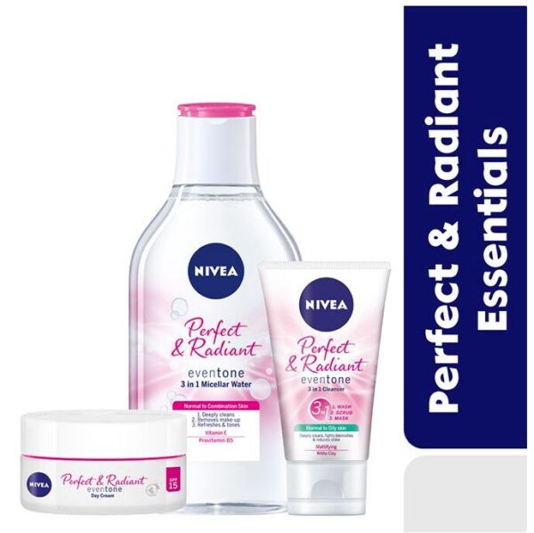 NIVEA Perfect & Radiant Essentials - 3in1 Cleanser + Micellar Water + Day Cream