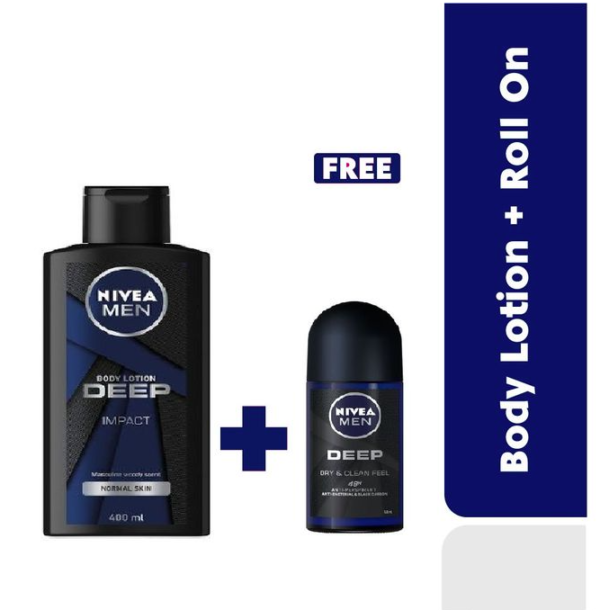 NIVEA Deep Impact Body Lotion 400ml + 50ml Roll-on