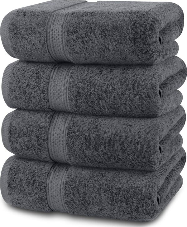 4 Pack Premium Bath Towels Set, (27 X 54 Inches) 100% Ring Spun Cotton 600GSM, Lightweight and Highly Absorbent Quick Drying Towels, Perfect for Daily Use (Grey)