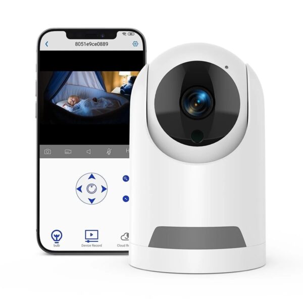 3K 5MP Video Baby Monitor: Wifi-enabled with night vision, video recording, app control, motion detection, and 2-way audio.