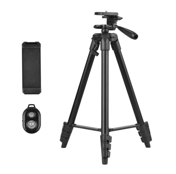 Portable Tripod Stand 1.35m Height With Phone Clamp Remote