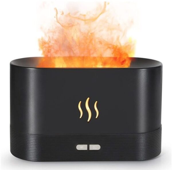 180ml Flame Air Humidifier Mute Aromatherapy Machine - Black