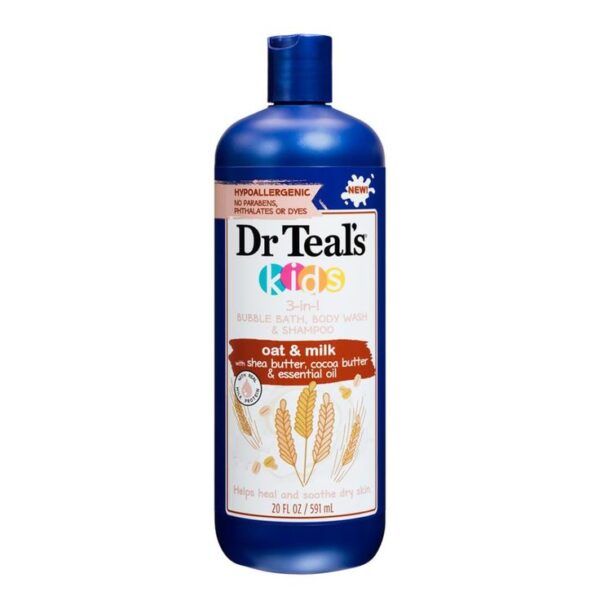 Dr Teal's Kids 3-in-1 Oat & Milk Bubble Bath & Wash, 591ml