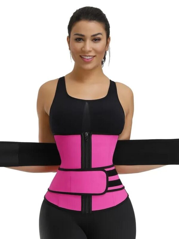 Steel Bone Double Belt Zipper Waist Trainer For Women!