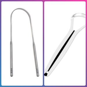 2PCS/Set - HALITOSIS BAD BREATH Iron Metal Stainless Steel Tongue Cleaner Tongue Scraper Brush Oral ..Dental Set