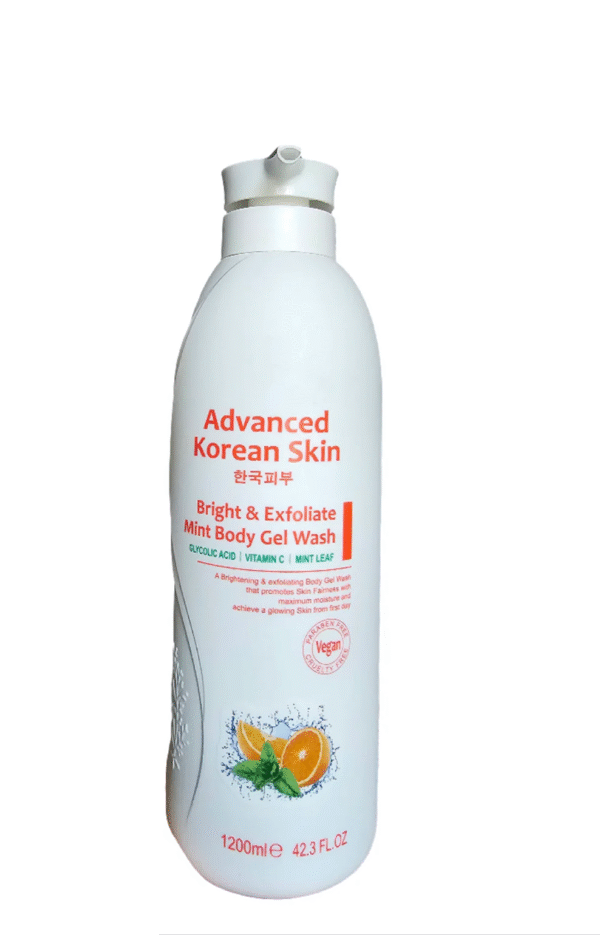 ADVANCED KOREAN SKIN -Bright and Exfoliate (Glycolic, Vitamin C & Mint leaf) Body Gel Wash 42.3 oz 1200ml