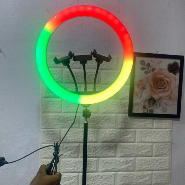 16 INCH RINGLIGHT RGB With 3 PHONE HOLDERS AND STAND